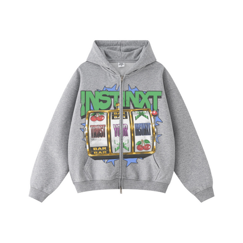 445GSM Unisex Heavyweight Dual-Zipper Hoodie Heather Grey
