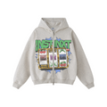 445GSM Unisex Heavyweight Dual-Zipper Hoodie Oatmeal Grey