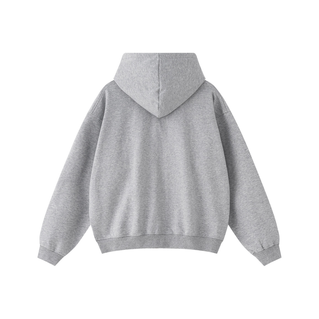 445GSM Unisex Heavyweight Dual-Zipper Hoodie Heather Grey