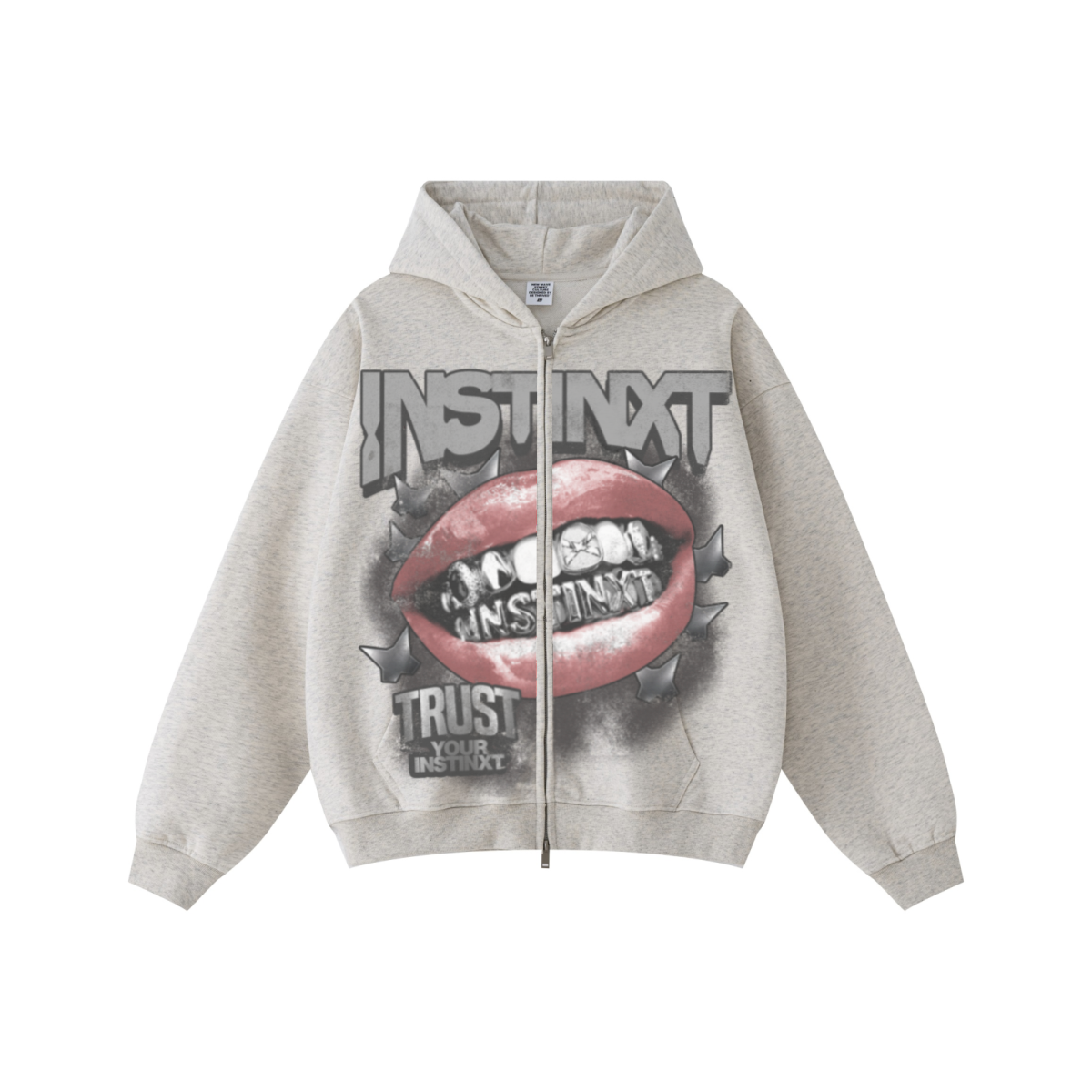 445GSM Unisex Heavyweight Dual-Zipper Hoodie Oatmeal Grey