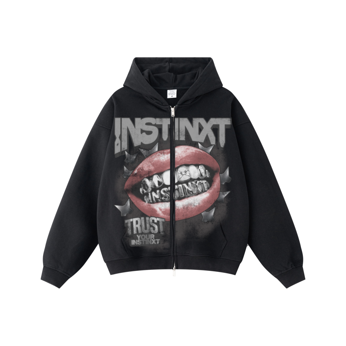 445GSM Unisex Heavyweight Dual-Zipper Hoodie Reactive Black