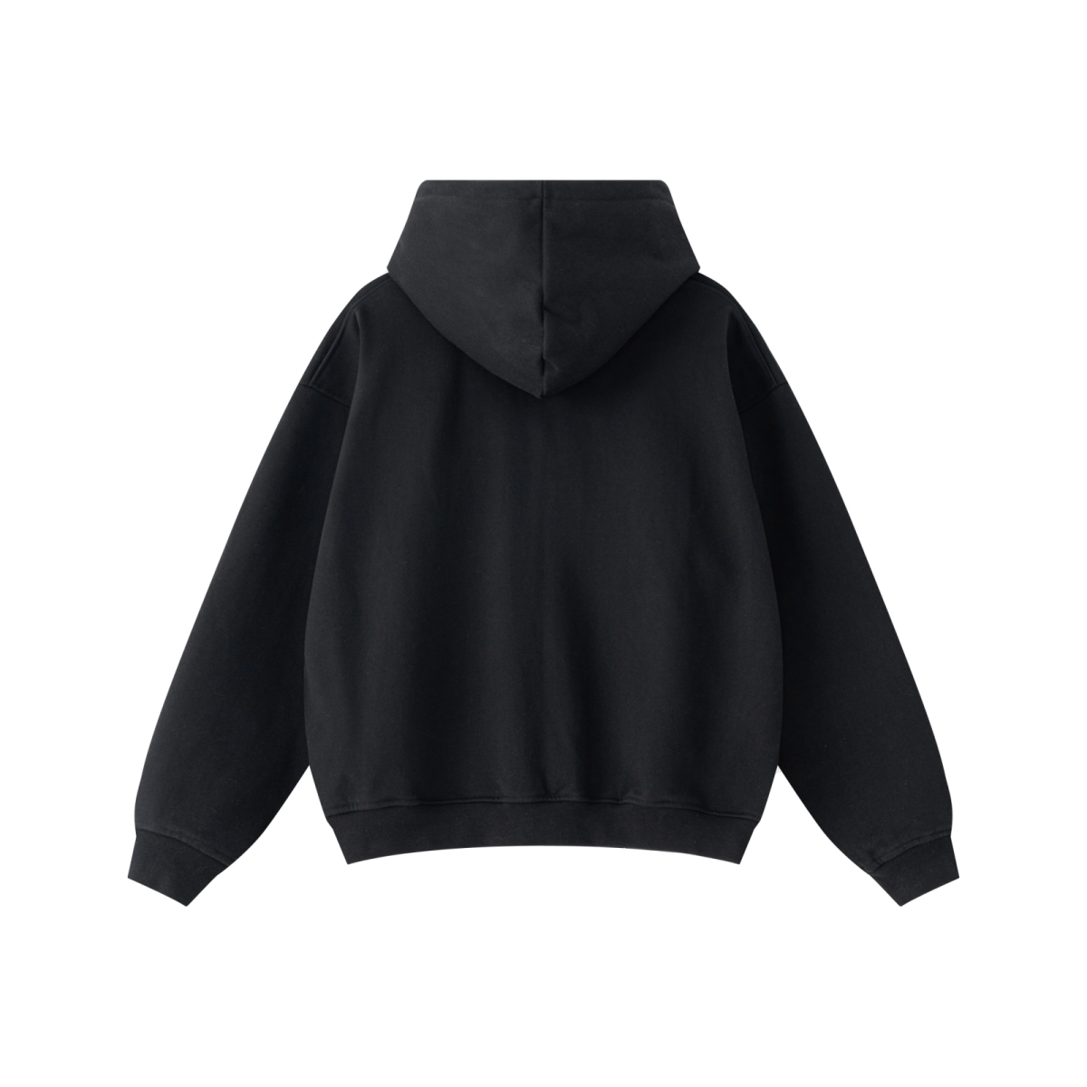 445GSM Unisex Heavyweight Dual-Zipper Hoodie Reactive Black
