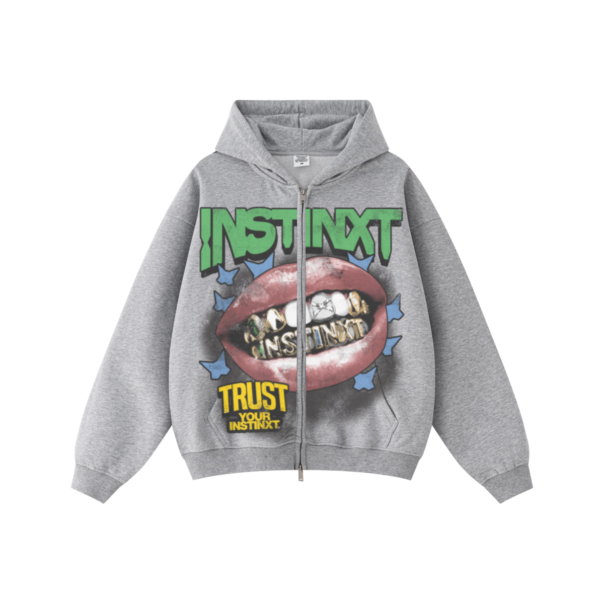 445GSM Unisex Heavyweight Dual-Zipper Hoodie Heather Grey