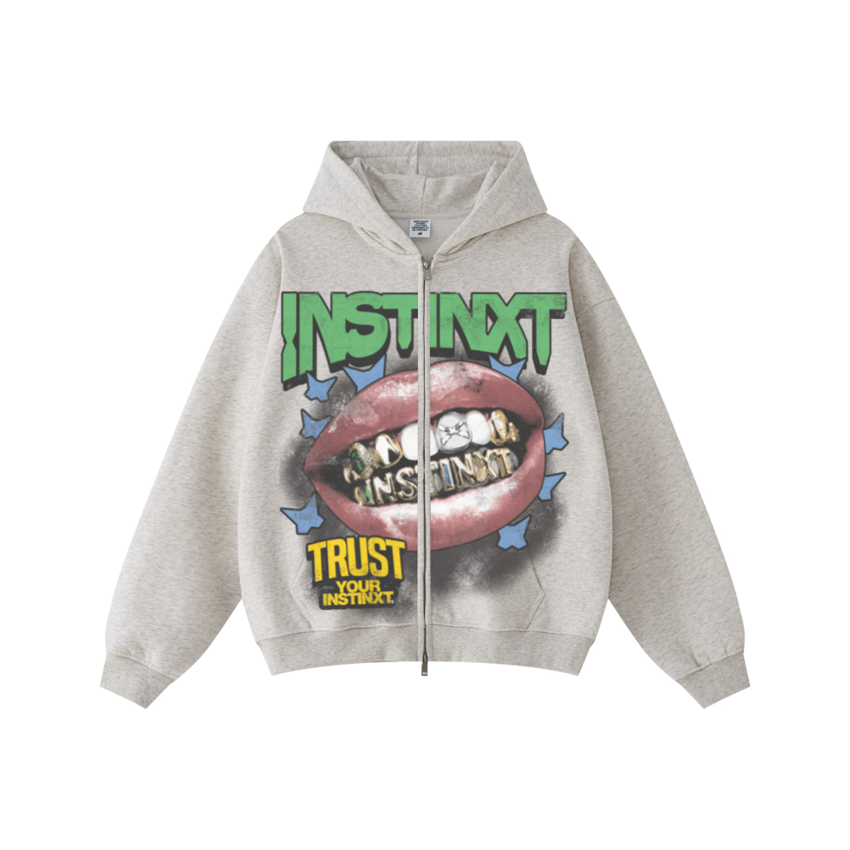 445GSM Unisex Heavyweight Dual-Zipper Hoodie Oatmeal Grey